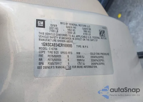 2012 Chevrolet Tahoe Ls из США, поврежденный, VIN 1GNSCAE04CR169685